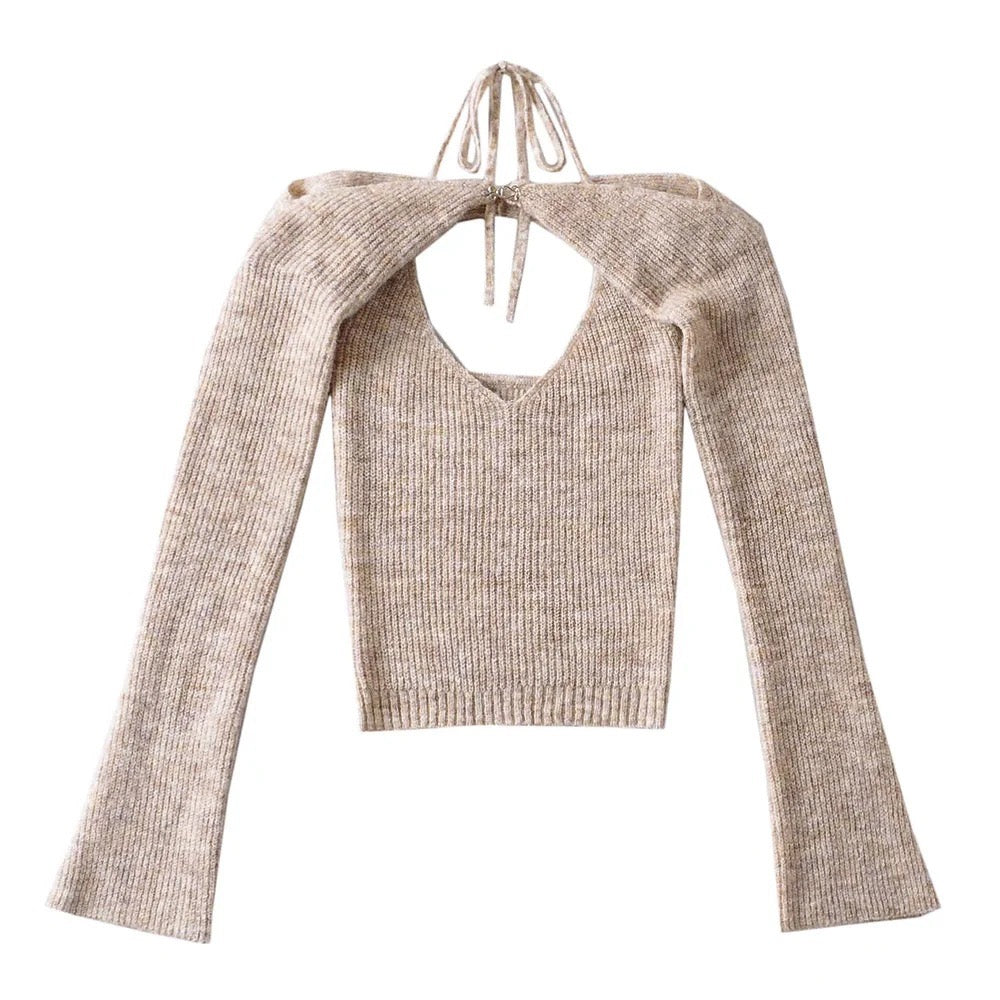Two pieces of knitted slim fit hot girl sweater blouse vest