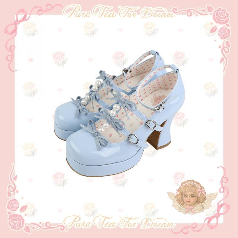 Sayo Otome | White tea into the dream original bow shaped heel women's shoes