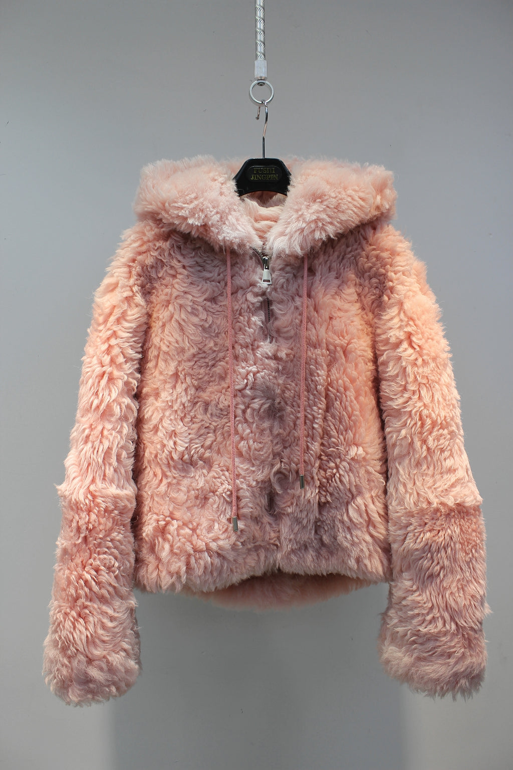 Lmported sheepskin one-piece bear hooded short coat