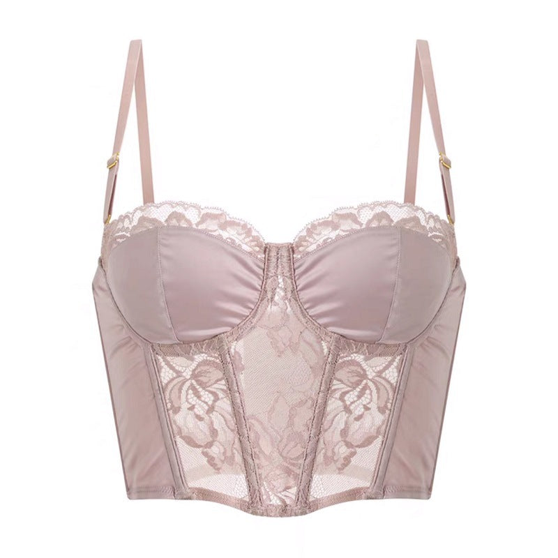 European and American sexy fishbone sling short style with chest pad lace suit inner chest