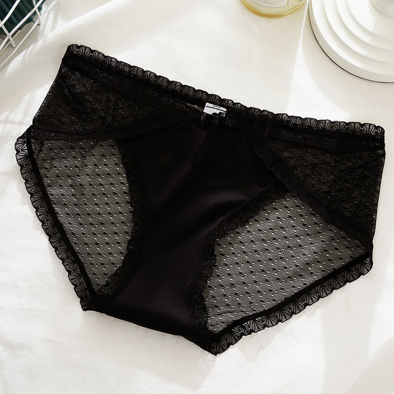 Lace underwear mesh transparent Korean style girls mid-low waist