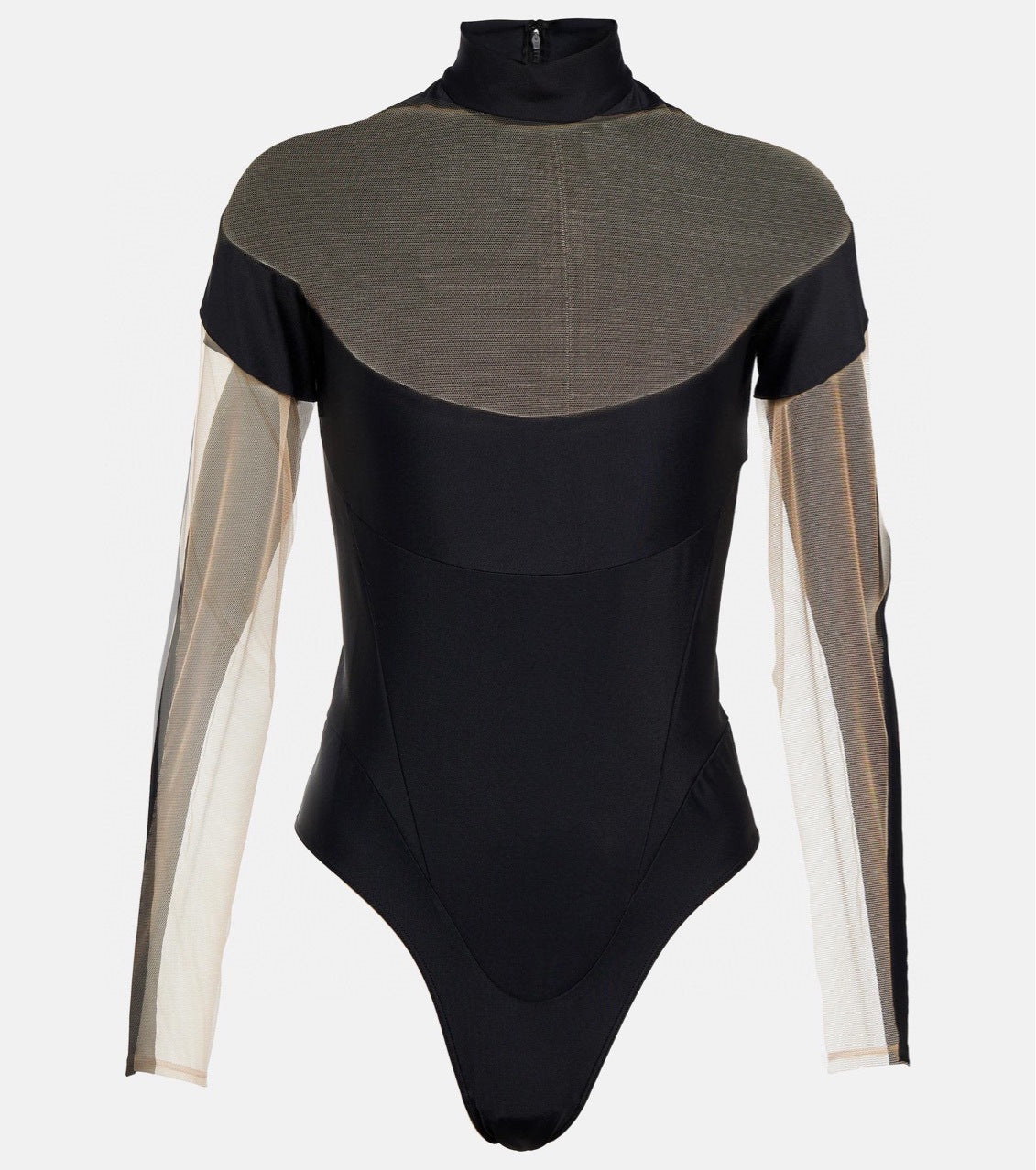 Sexy tight mesh see-through patchwork jumpsuit