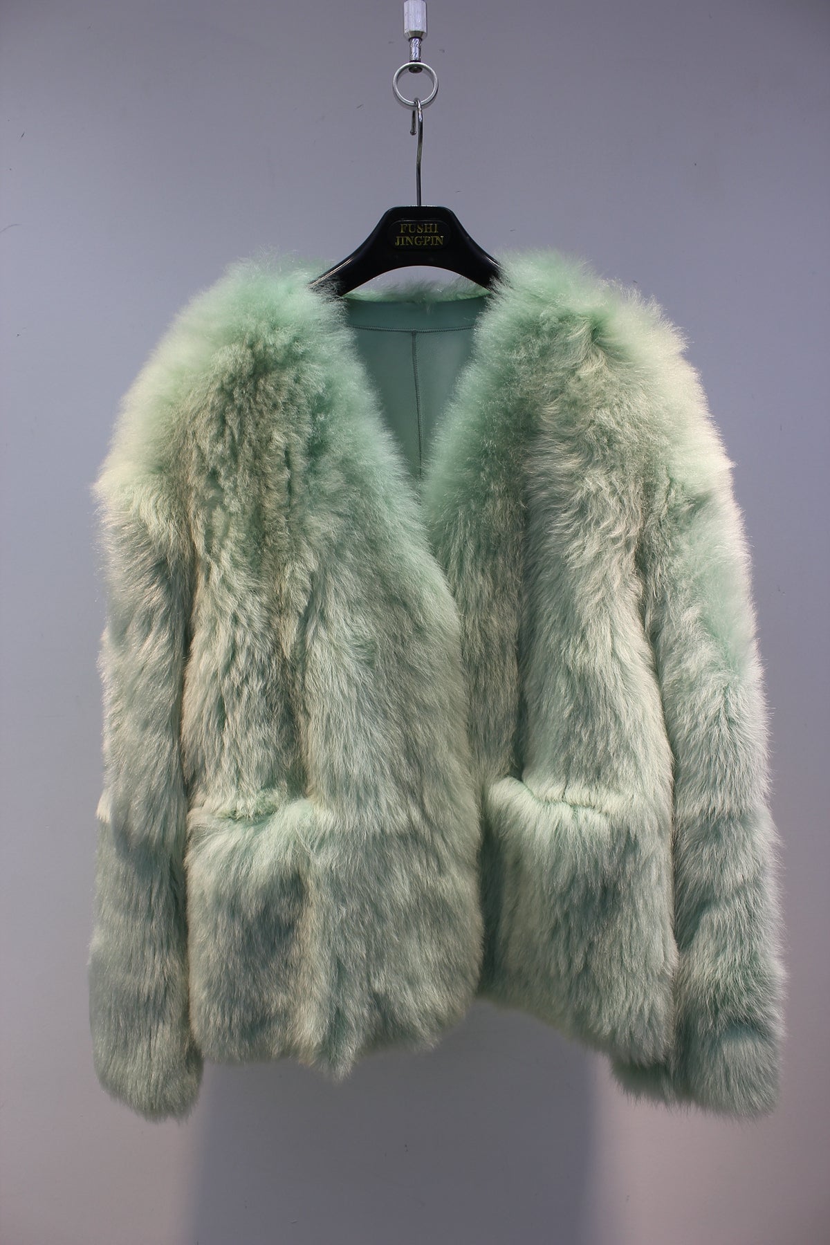Spanish Tuscan sheepskin one-piece V-neck lady style fur