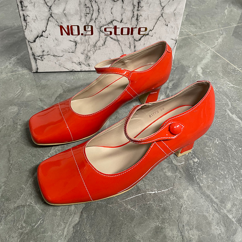 Retro Square Toe Mary Jane High Heels