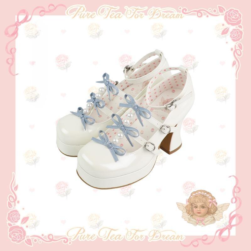 Sayo Otome | White tea into the dream original bow shaped heel women's shoes