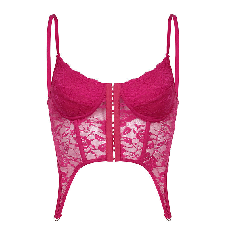 Herringbone lace camisole with breast pads