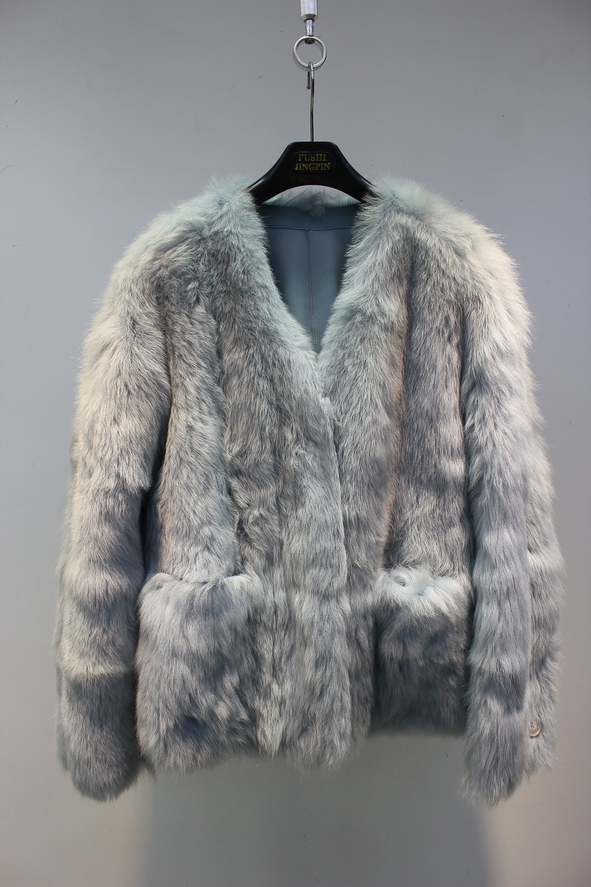 Spanish Tuscan sheepskin one-piece V-neck lady style fur