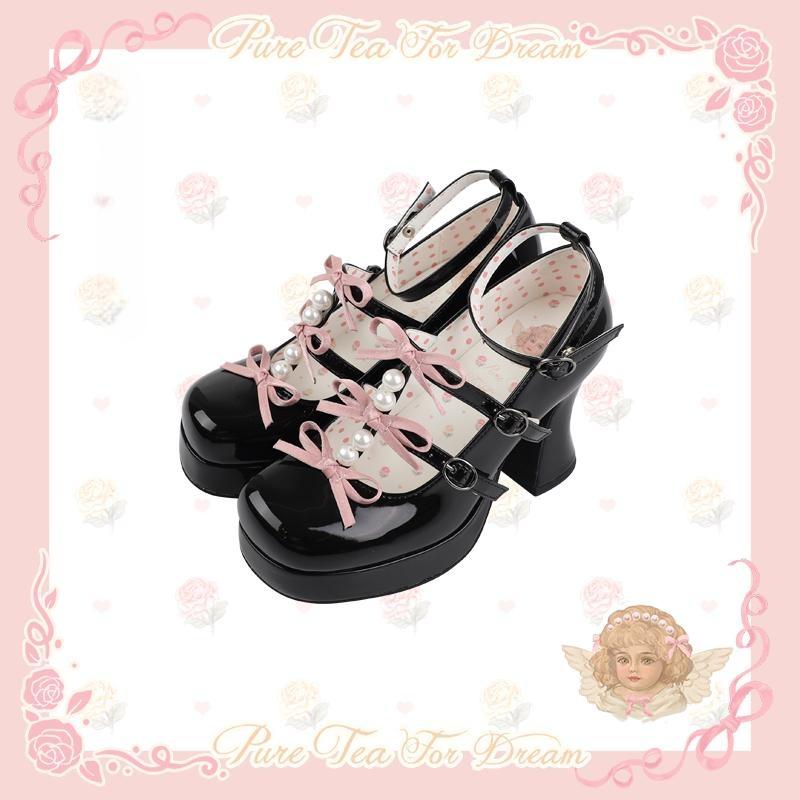 Sayo Otome | White tea into the dream original bow shaped heel women's shoes