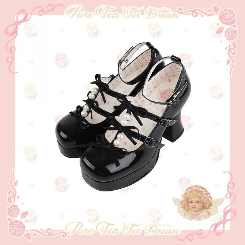 Sayo Otome | White tea into the dream original bow shaped heel women's shoes