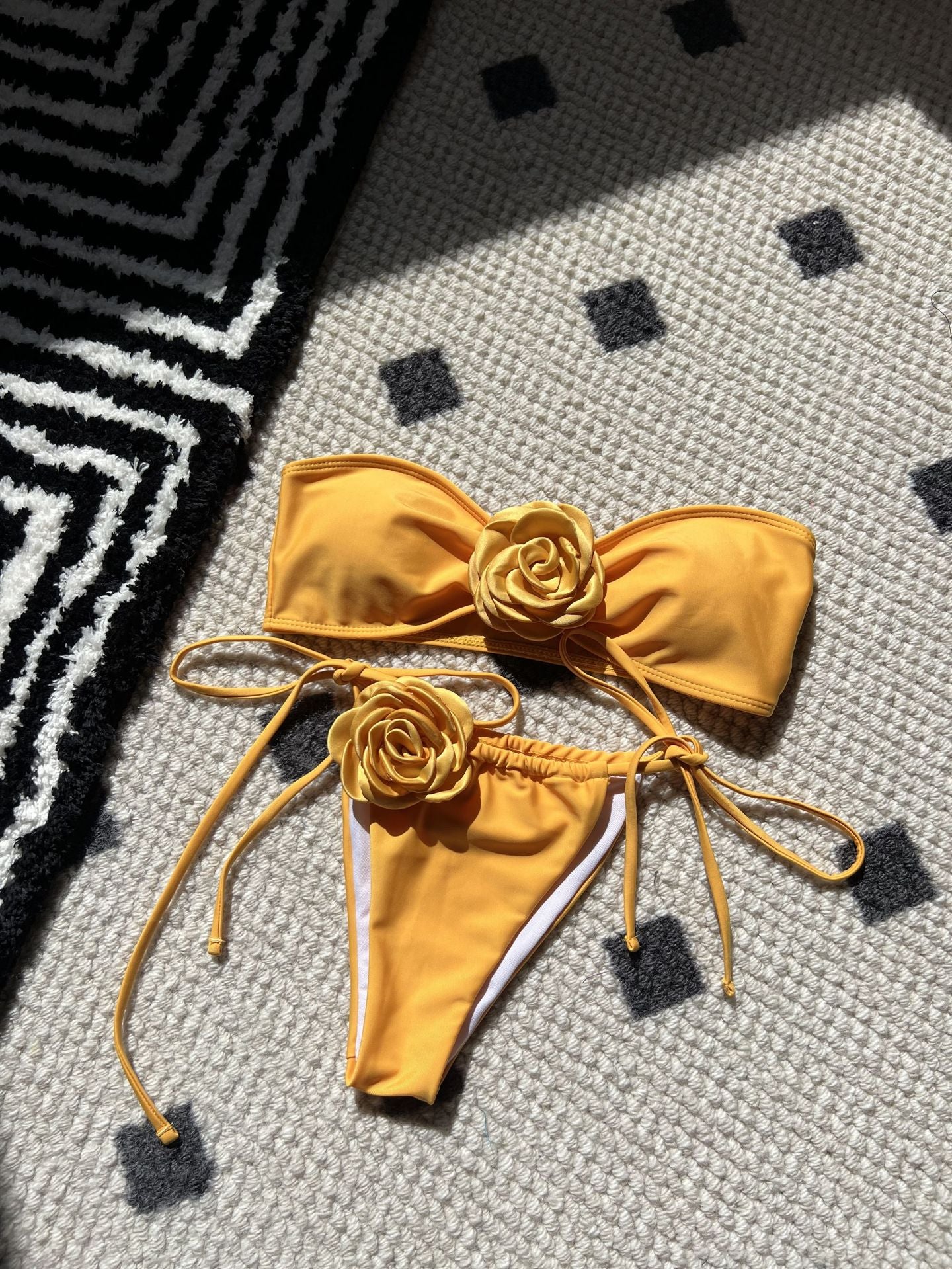 3D three-dimensional flower swimsuit hot spring lace-up swimsuit