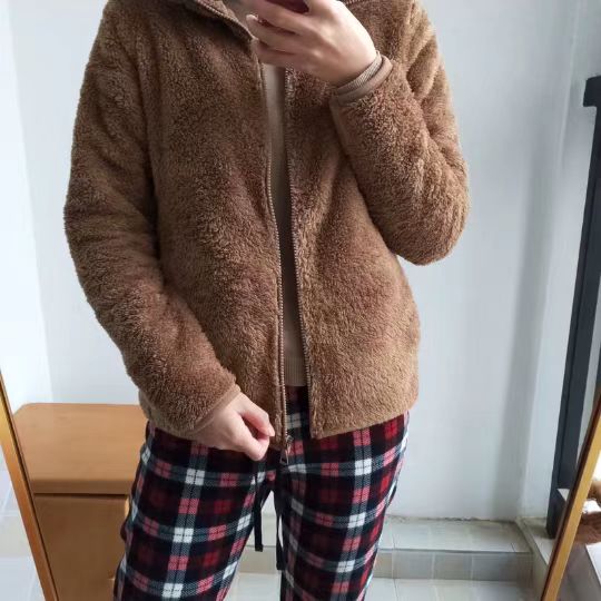 Long sleeve plush coat