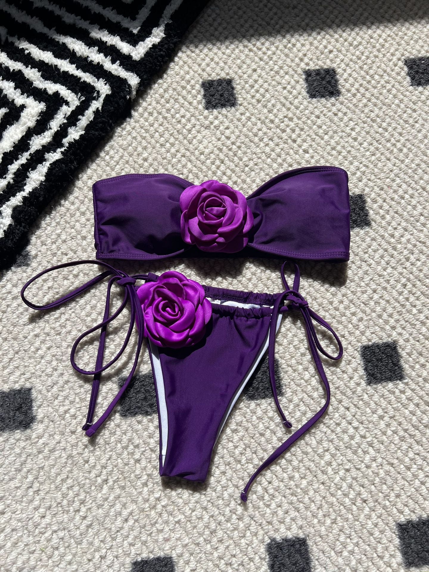3D three-dimensional flower swimsuit hot spring lace-up swimsuit