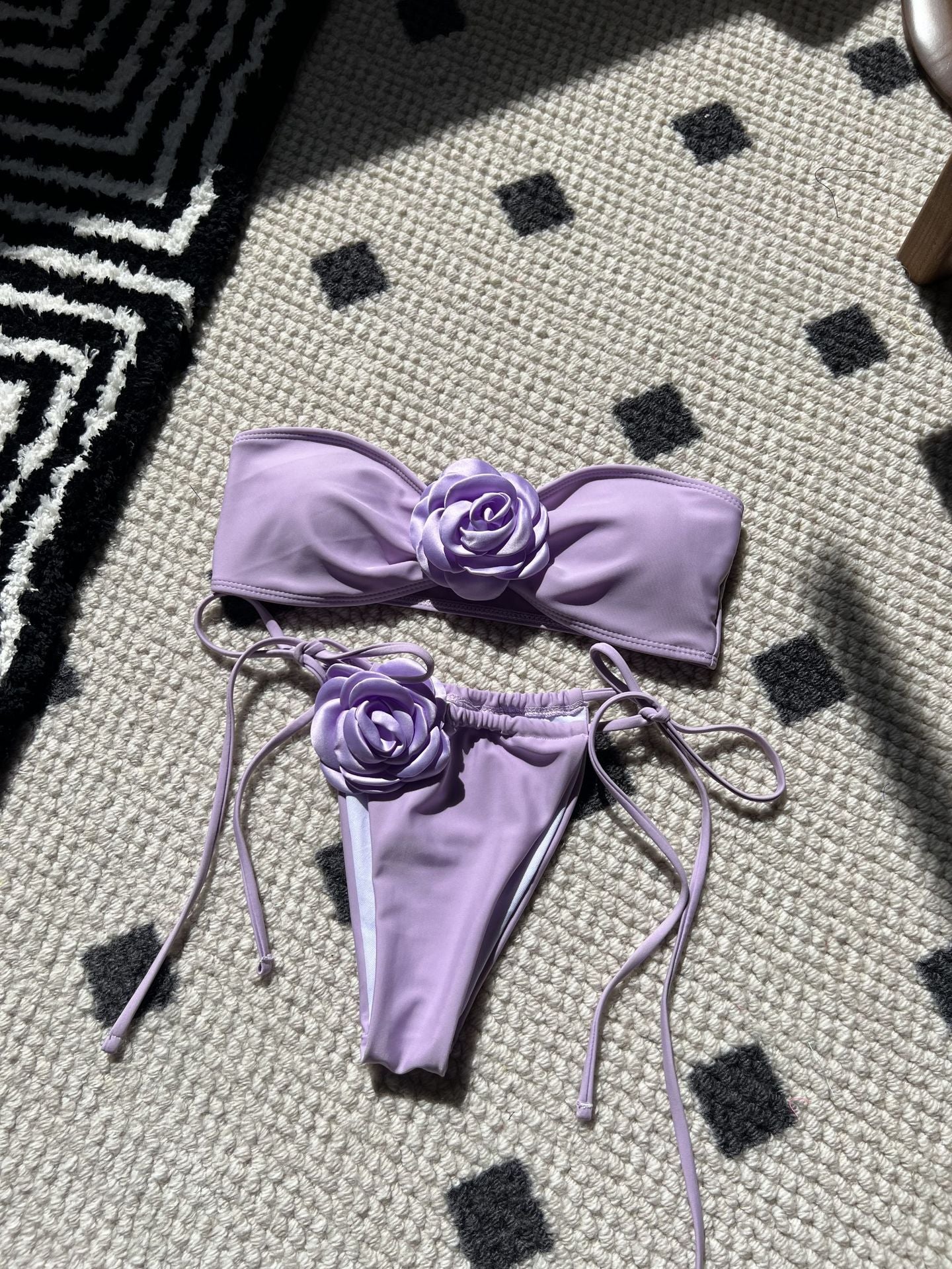 3D three-dimensional flower swimsuit hot spring lace-up swimsuit