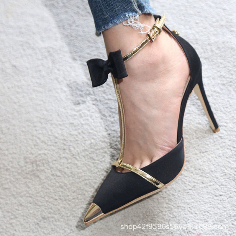 Pointed bow toe cap sandals