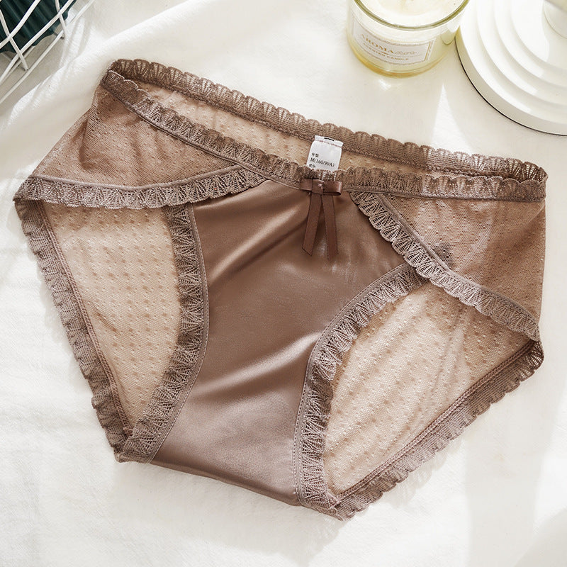 Lace underwear mesh transparent Korean style girls mid-low waist