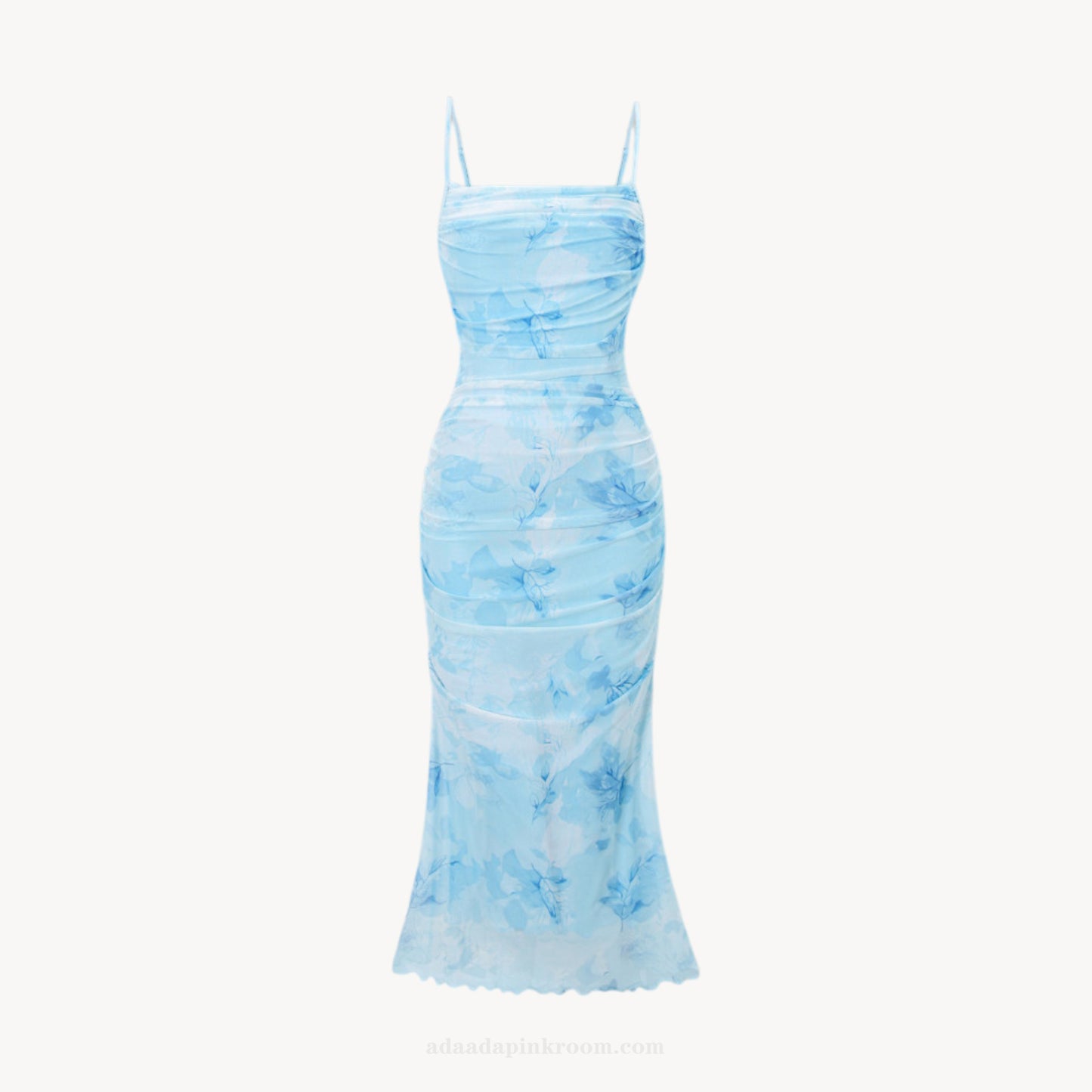 Printed Mesh Midi Dress