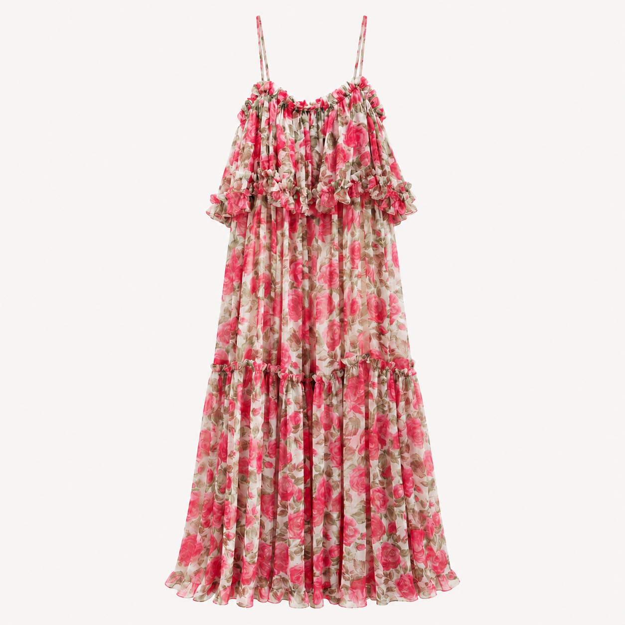 Floral Ruffled Midi Dress