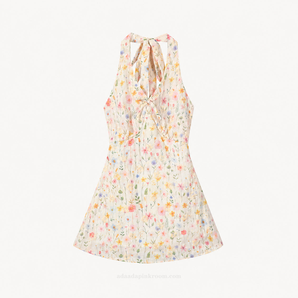 FLORAL HALTER MINI DRESS
