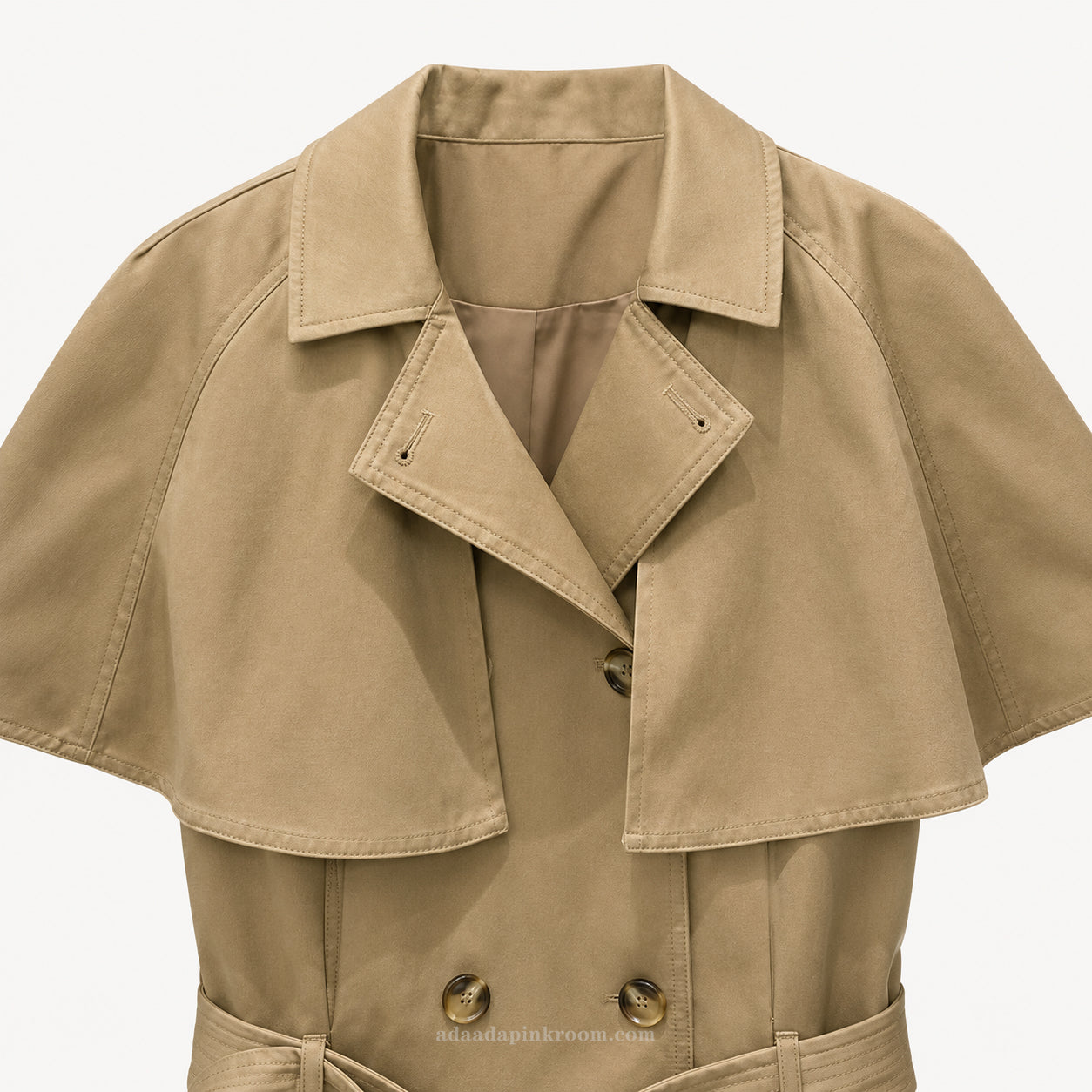 Cape Detail Belted Trench Jacket