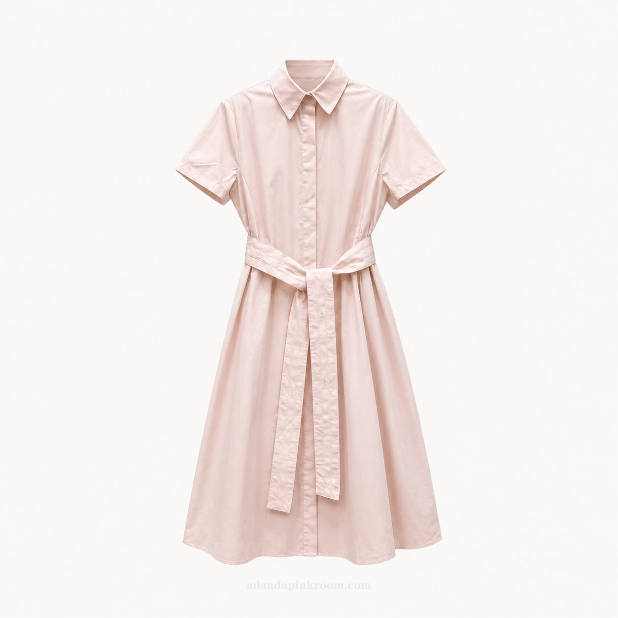 Belted Shirt Midi Dress