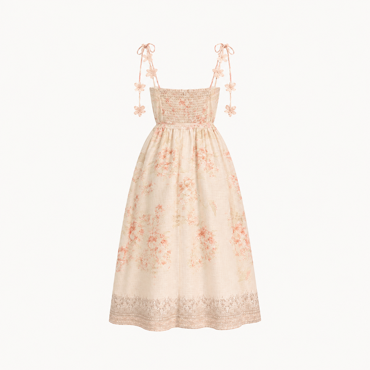 Blush Floral Tie-Strap Maxi Dress