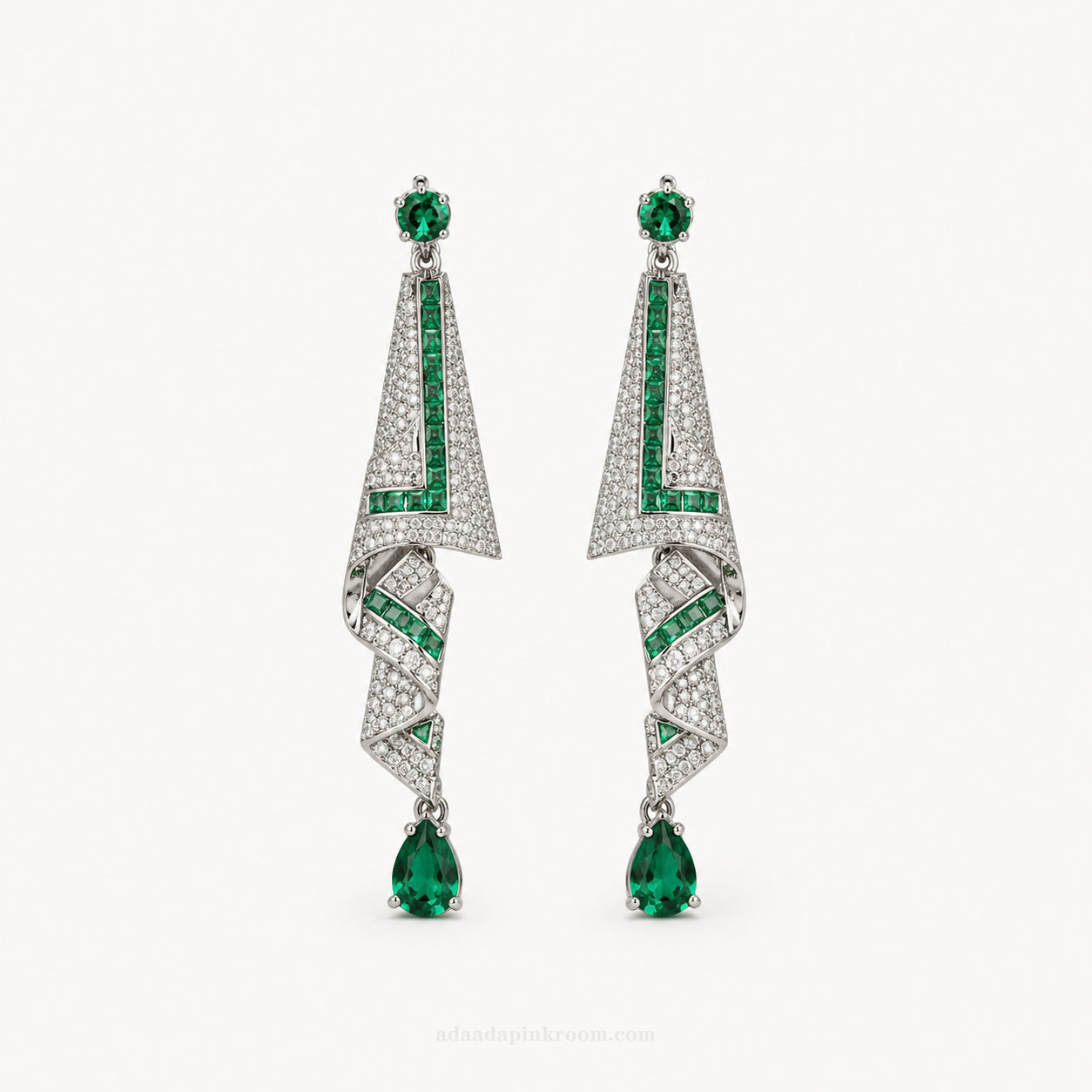 Green Crystal Drop Earrings