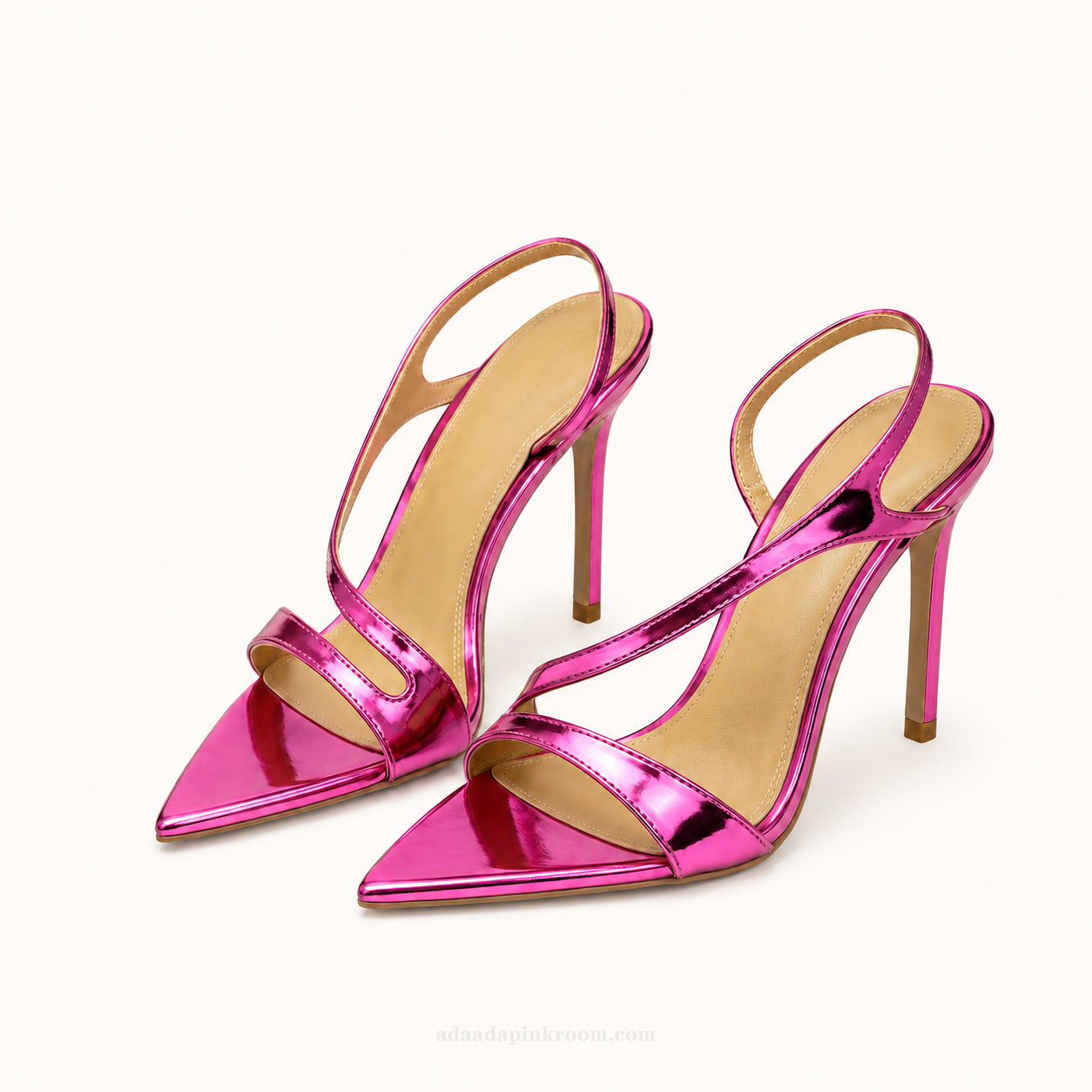 Mirror Pink Strappy Heeled Sandals
