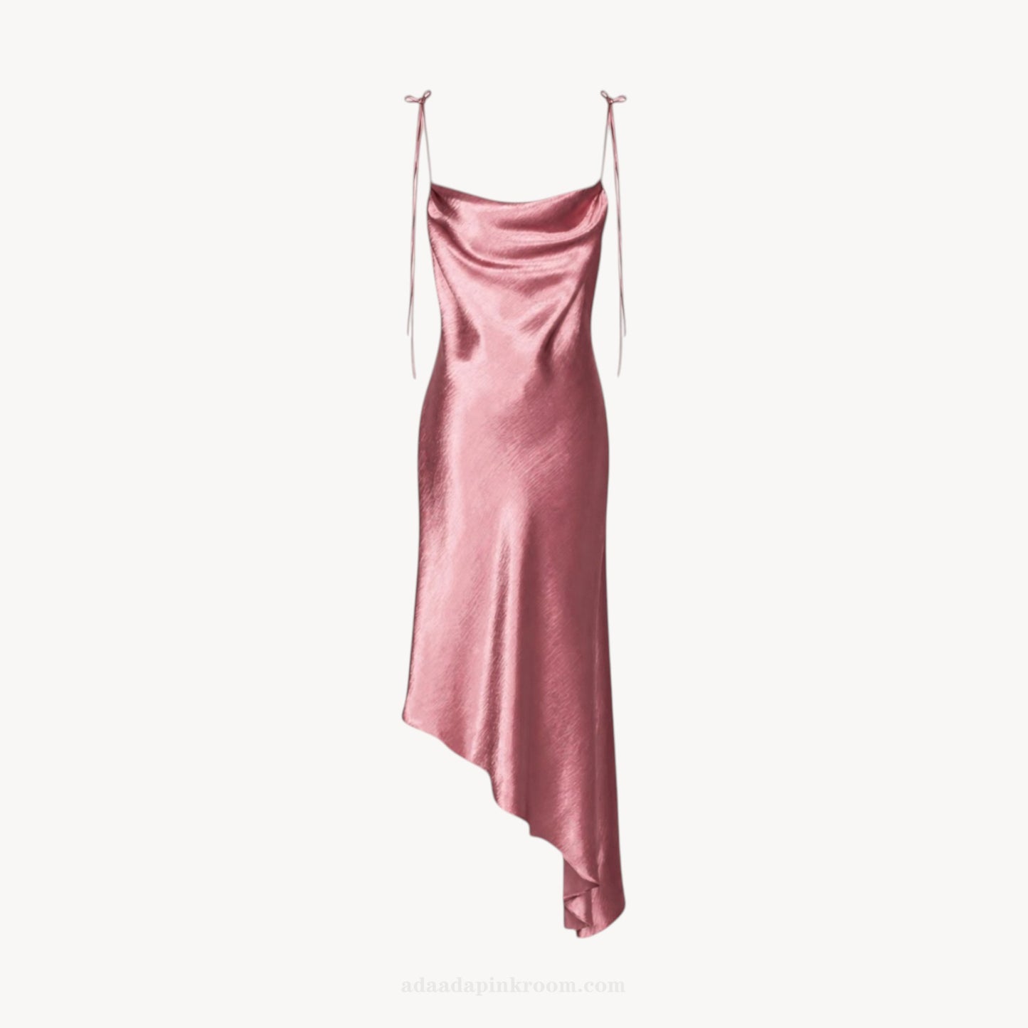 ASYMMETRIC SATIN MIDI DRESS