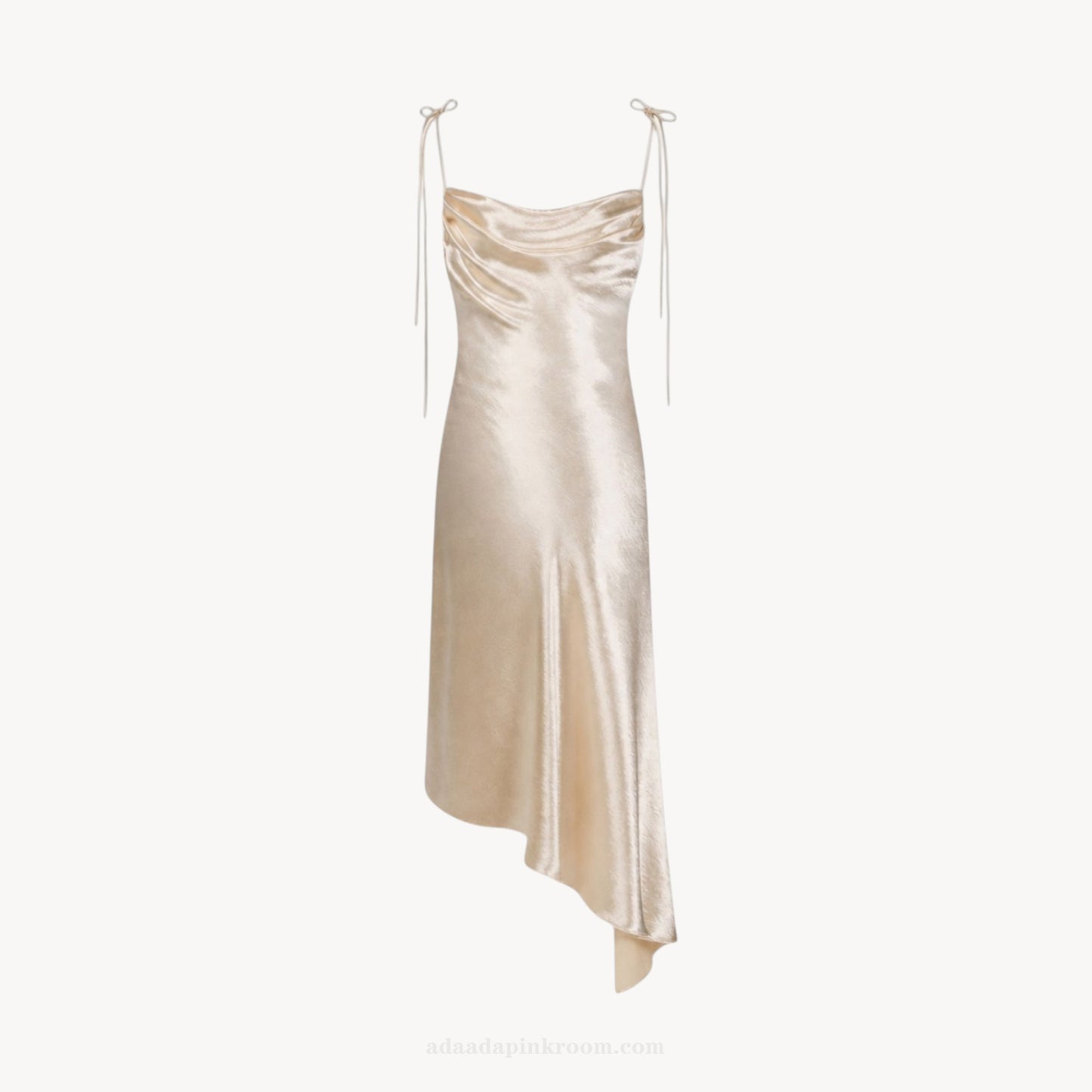 ASYMMETRIC SATIN MIDI DRESS
