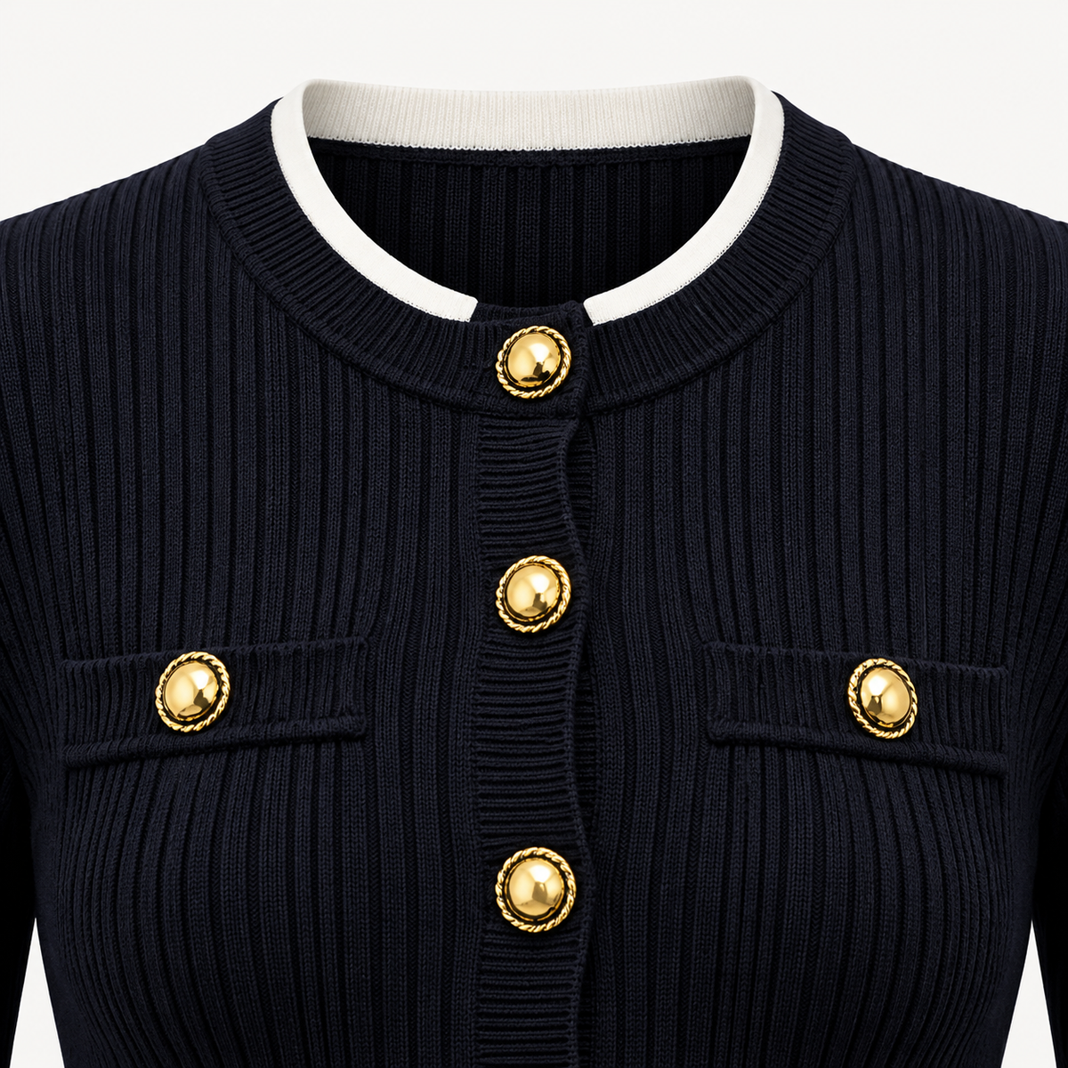 Midnight Piped Knit Mini Dress