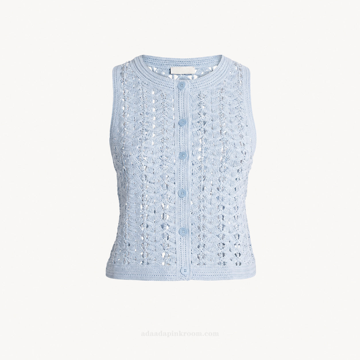 Blue Openwork Knit Vest