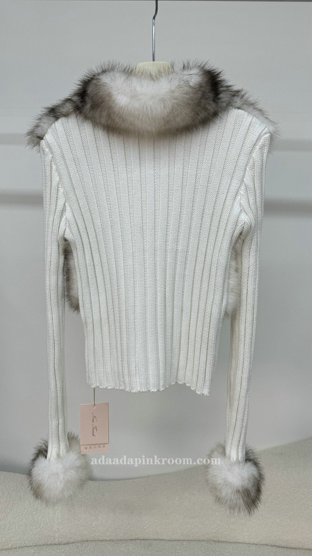 Plush lapel long-sleeved knitted cardigan