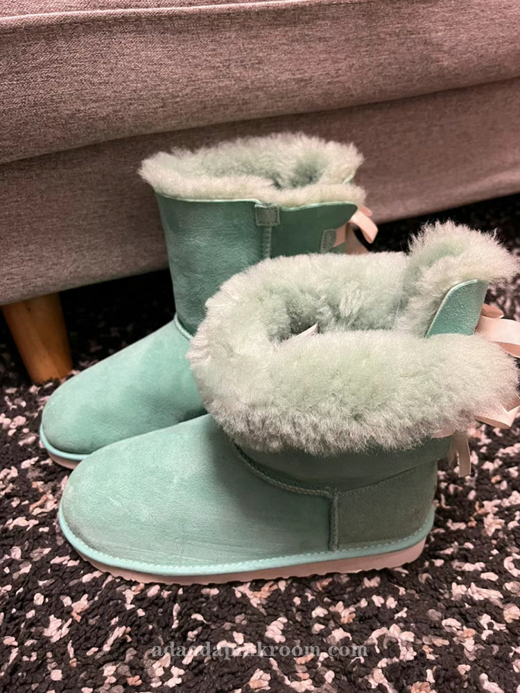 Snow boots thick bottom bow sheepskin