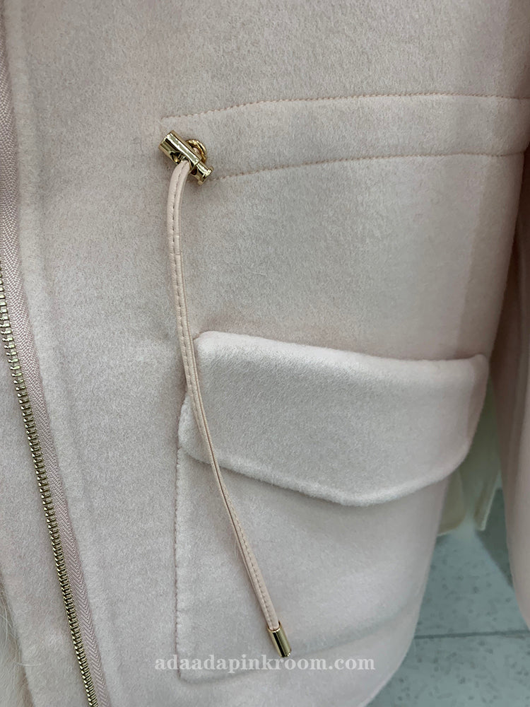 Double-faced cashmere coat with fur