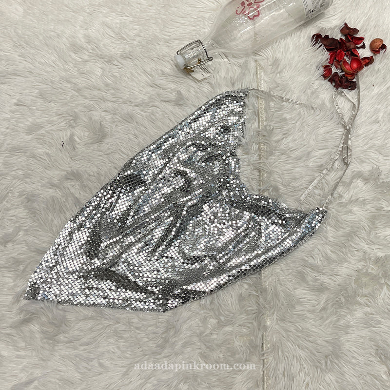 Cropped sequined top