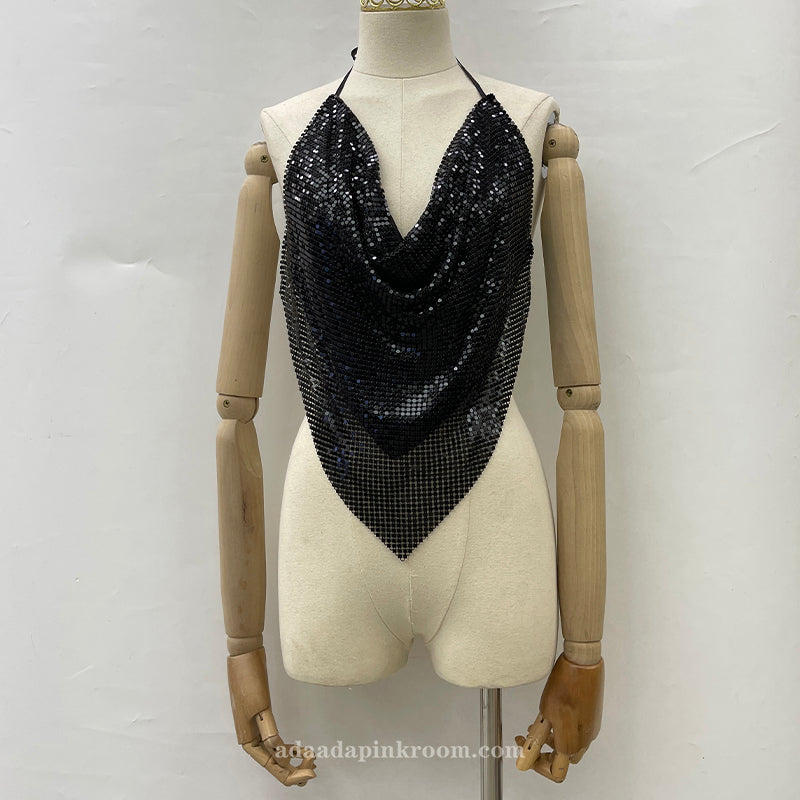 Cropped sequined top