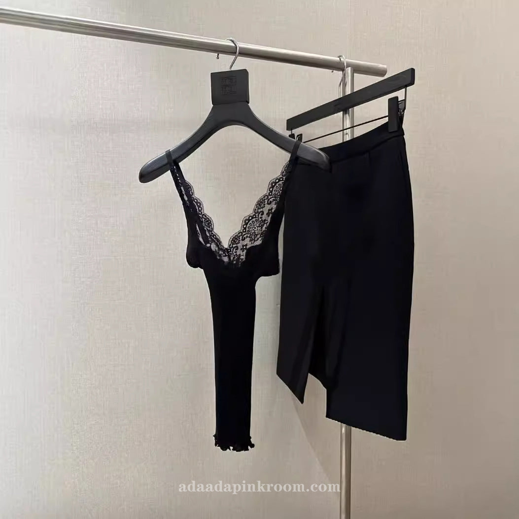 Lace base v-neck silk camisole