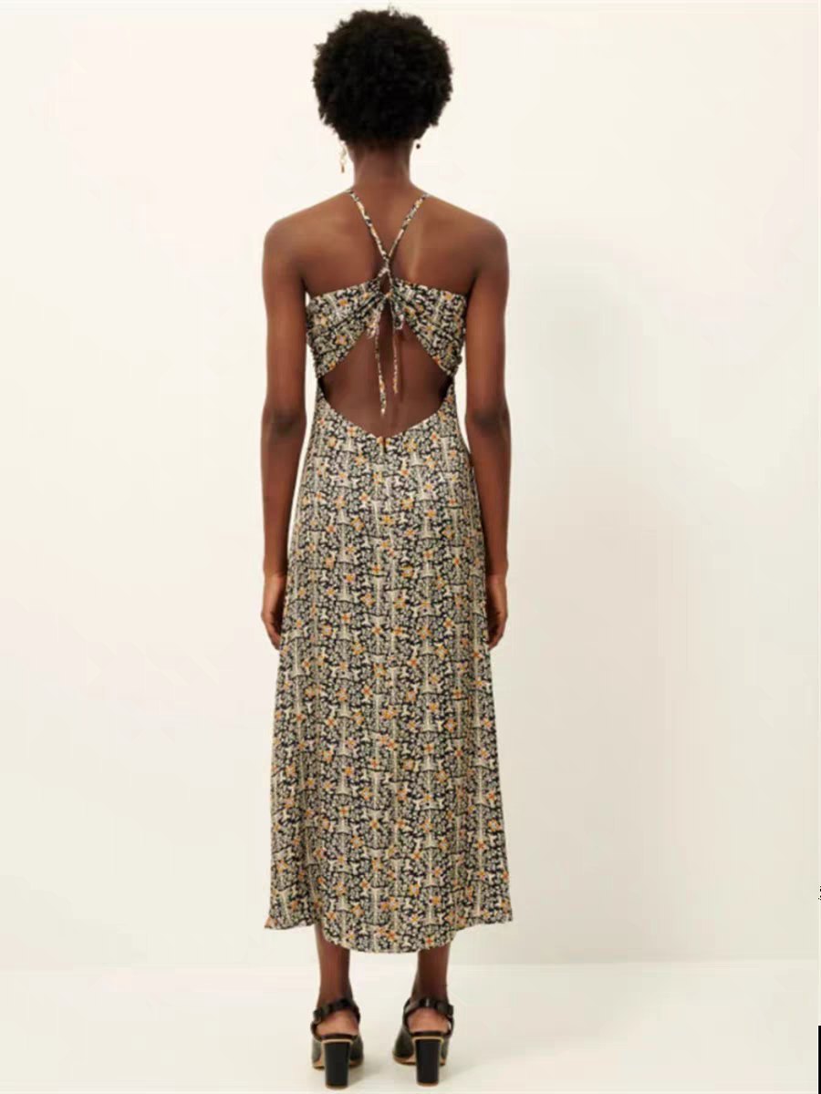 Printed suspender dress
