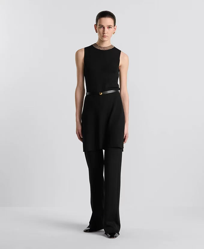 Neckline beaded knit dress