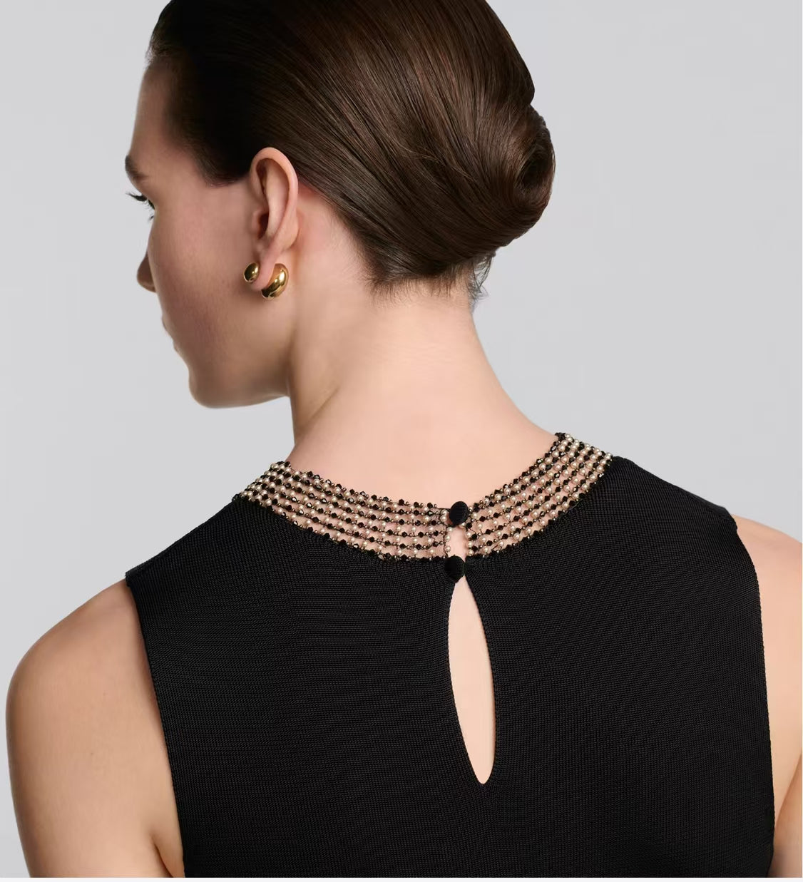 Neckline beaded knit dress