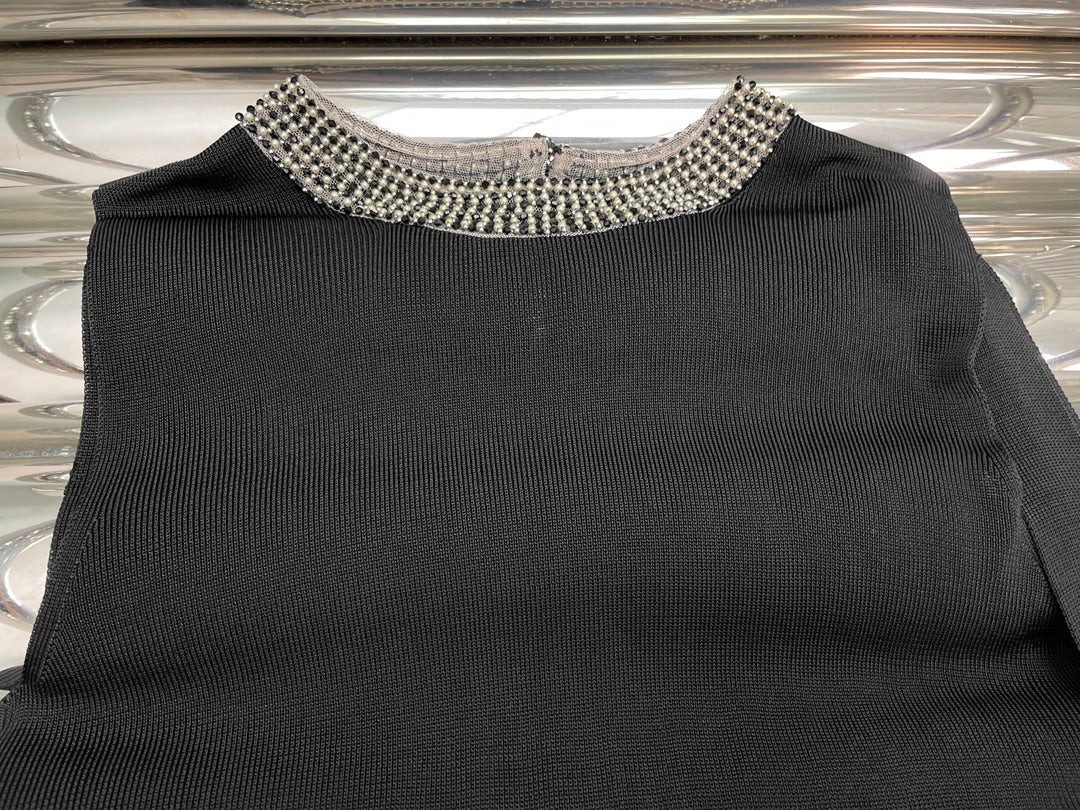 Neckline beaded knit dress