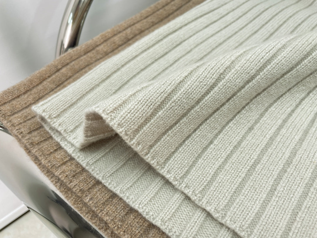 Classic wool cashmere knitted cardigan + skirt
