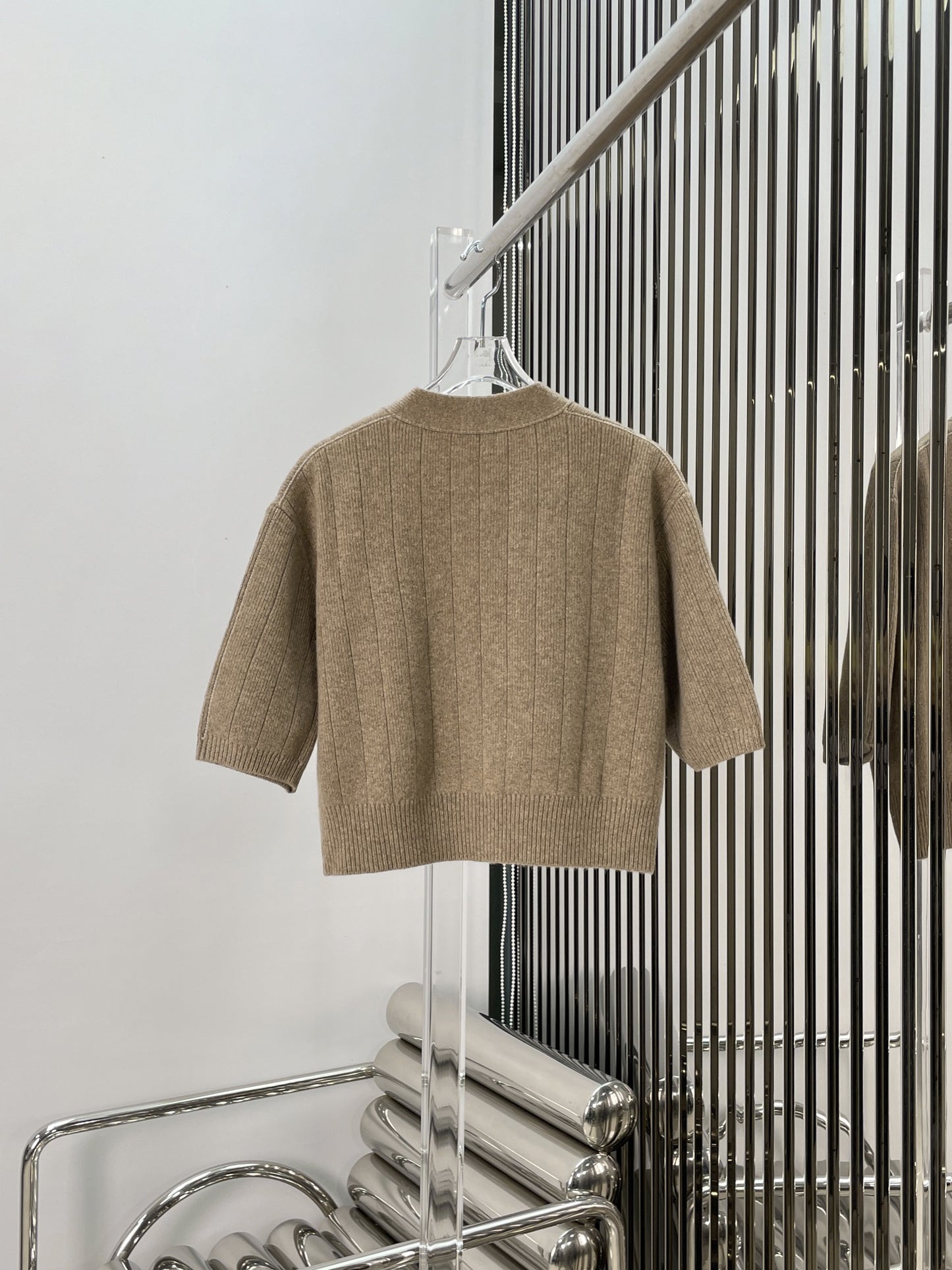 Classic wool cashmere knitted cardigan + skirt