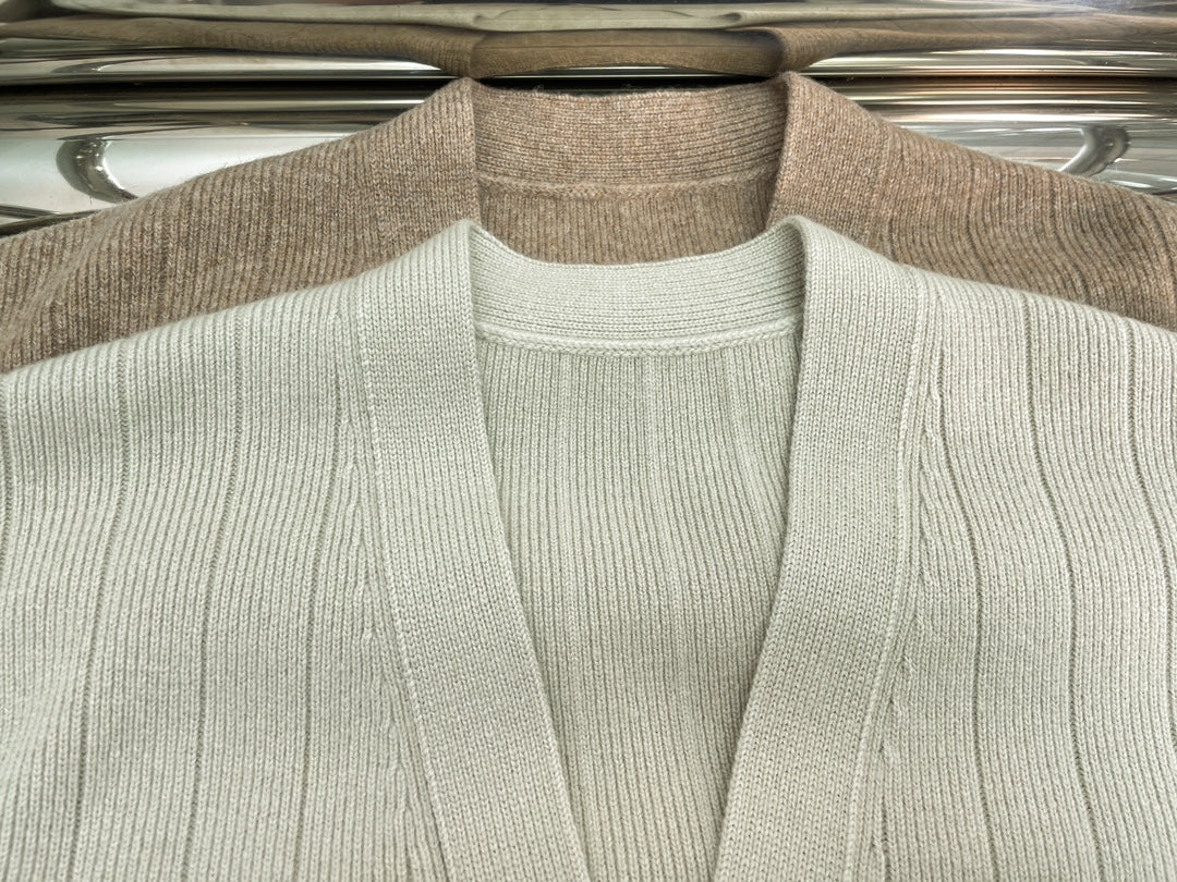 Classic wool cashmere knitted cardigan + skirt