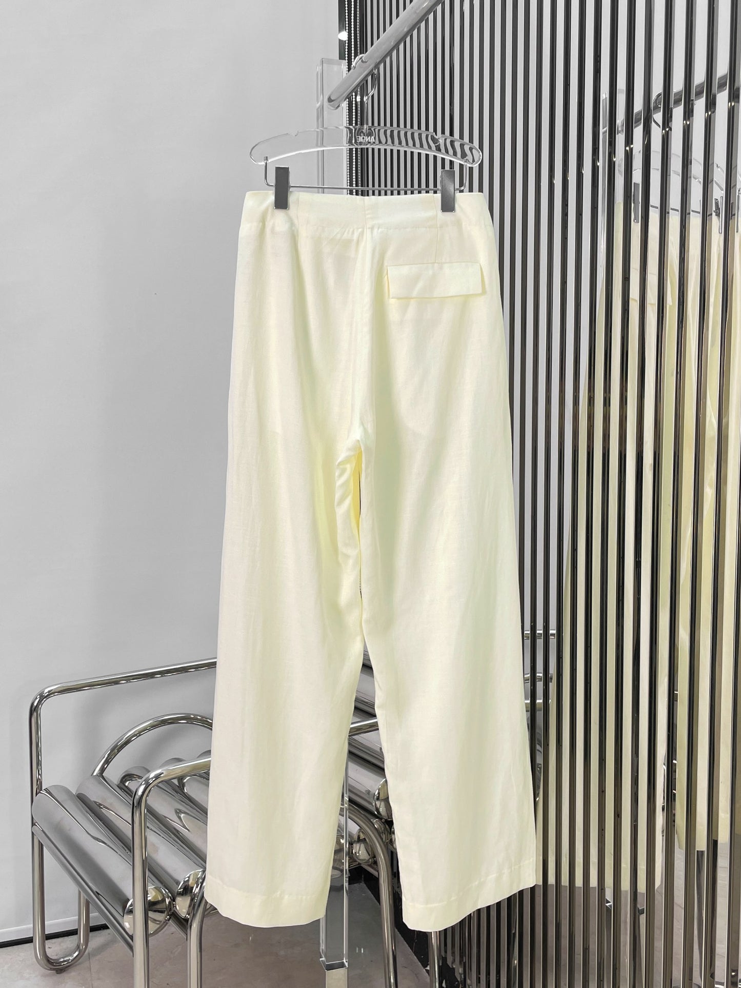 Tencel linen belt casual trousers