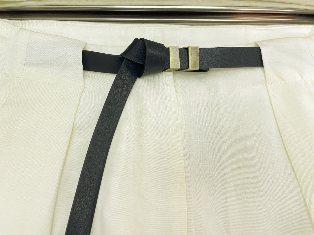 Tencel linen belt casual trousers