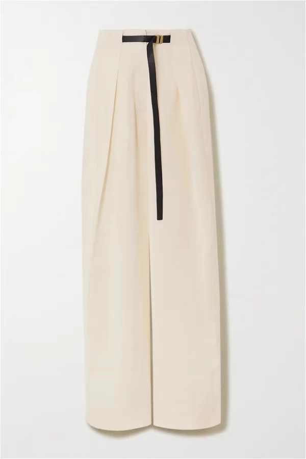 Tencel linen belt casual trousers
