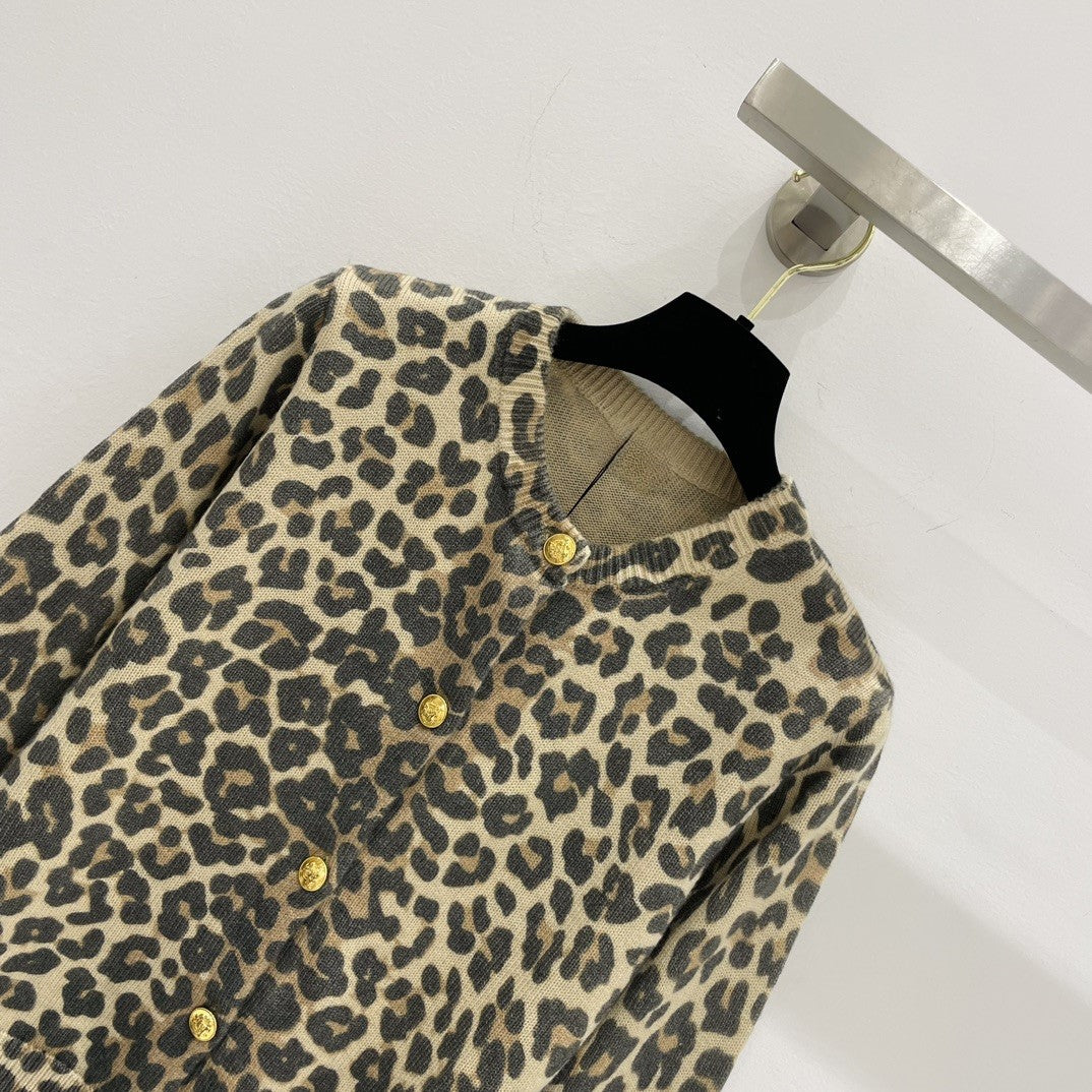 Leopard print wool cardigan