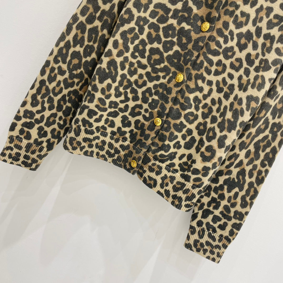Leopard print wool cardigan