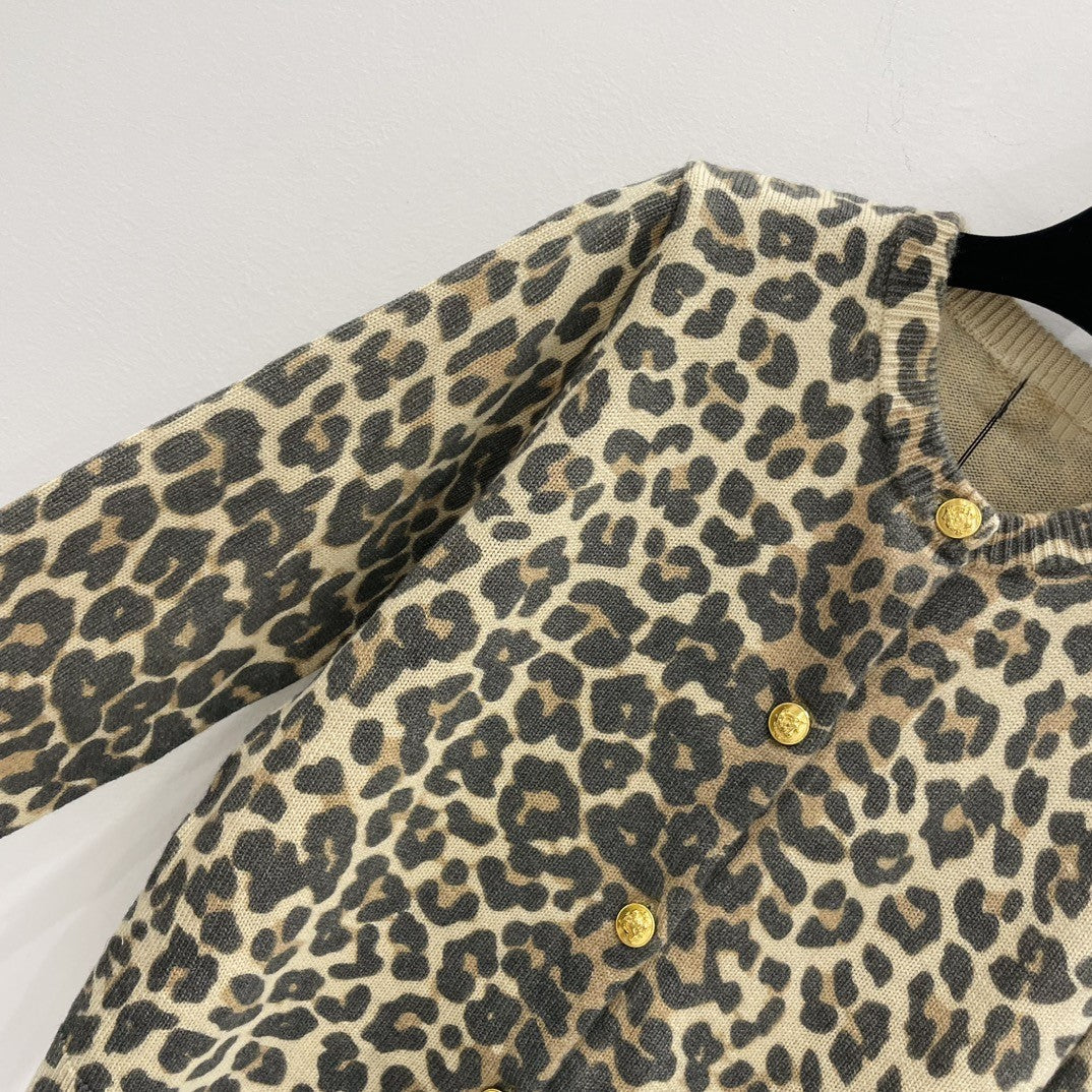 Leopard print wool cardigan